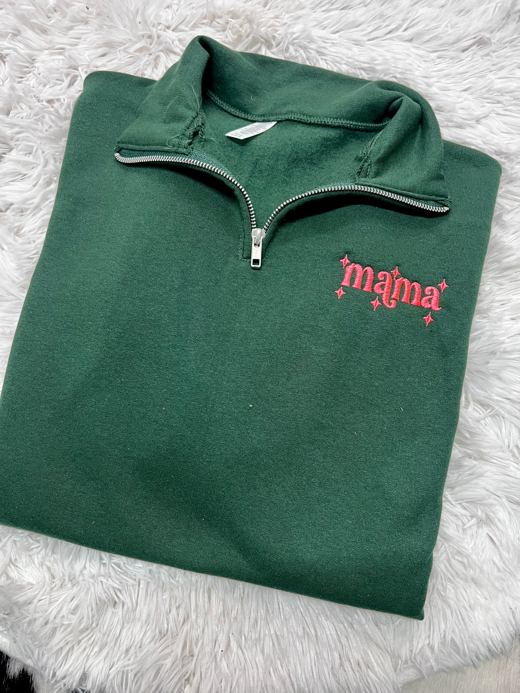 Mama-neon pink & green quarter zip